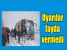 Kar lasti�i bulunmayan otob�s bariyerlere �arpt�