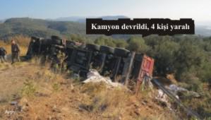 Kamyon devrildi, 4 ki�i yaral�