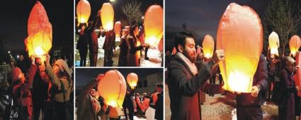 �nsan haklar� i�in balon u�urdular