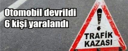 Otomobil devrildi; 6 yaral�