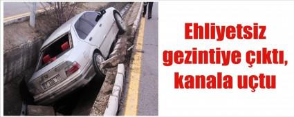 Ehliyetsiz s�r�c� kanala u�tu