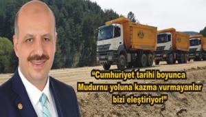 �Mudurnu yolunda �al��malar� h�zland�r�p, kaybedilen zaman� telafi edece�iz�