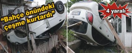 Evin bah�esine otomobille girdi