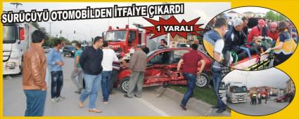 TIR OTOMOB�LE YANDAN �ARPTI