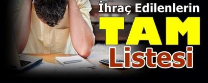 Bolu'dan ihra� edilenlerin tam listesi
