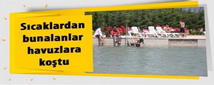 S�caklardan bunalanlar havuzlara ko�tu