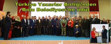 T�rkiye Yazarlar Birli�i\'nden Bolu Belediyesi\'ne �d�l