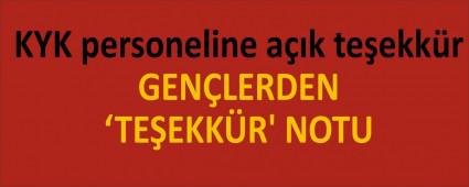 GEN�LERDEN �TE�EKK�R\' NOTU