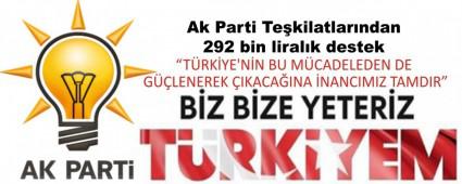 Ak Parti Te�kilatlar�ndan 292 bin liral�k destek