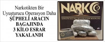 ��PHEL� ARACIN BAGAJINDA 3 K�LO ESRAR YAKALANDI