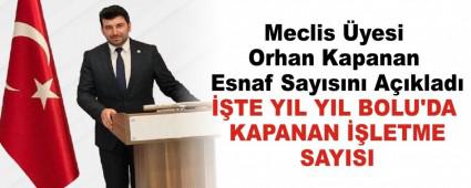 ��TE YIL YIL BOLU\'DA KAPANAN ��LETME SAYISI  