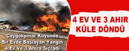 �ayg�kp�nar K�y�nde Bir Evde Ba�layan Yang�n 4 Ev Ve 3 Ah�ra S��rad�