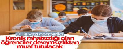 KRON�K RAHATSIZLI�I OLAN ��RENC�LER DEVAMSIZLIKTAN MUAF TUTULACAK