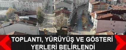 TOPLANTI, Y�R�Y�� VE G�STER� YERLER� BEL�RLEND�