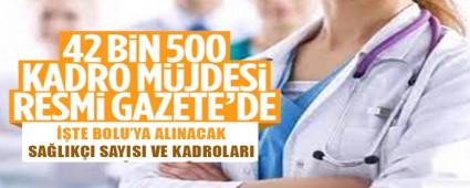 ��TE BOLU\'YA ALINACAK SA�LIK�I SAYISI VE KADROLARI