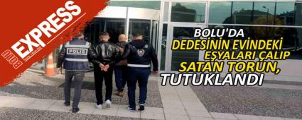 BOLU\'DA DEDES�N�N EV�NDEK� E�YALARI �ALIP SATAN TORUN, TUTUKLANDI