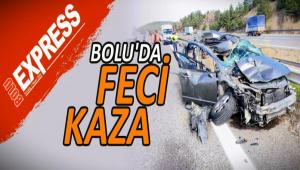 BOLU\'DA KAMYONA �ARPAN OTOMOB�L HURDAYA D�ND�